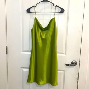 Apple green silk dress mini